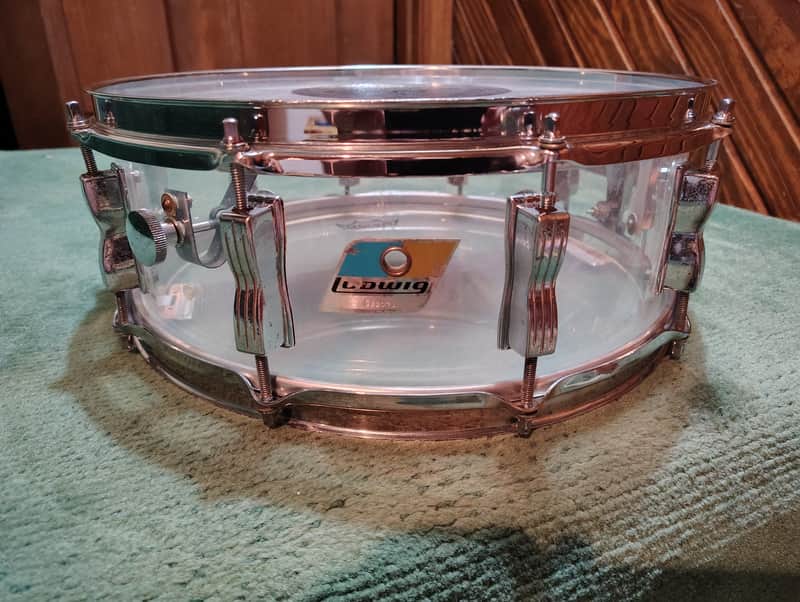 Ludwig 5x14" Vistalite Acrylic 10-Lug Snare Drum with P-85 Strainer 1970s - Clear image 1