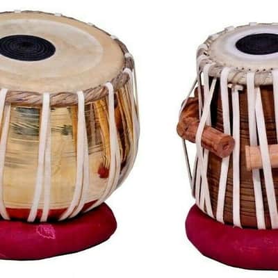 Designer Brass Tabla Set Wood Dayan Carving On It High Quality INDIAN MUSICAL INSTRUMENT image 2