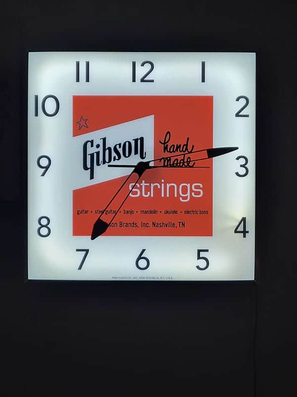 60's Style Gibson Guitars Light Up Clock Killer Cool Man Cave/Garage Accessory image 1