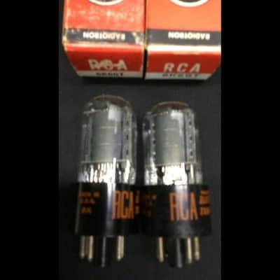 GREAT PAIR NOS RCA 6K6GT Black Plate Amplifier Vacuum Tubes TESTED F.9689 image 2