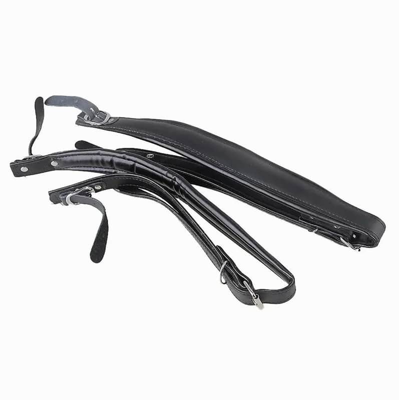 Black Leather Accordion Adjustable Harness Strap image 1