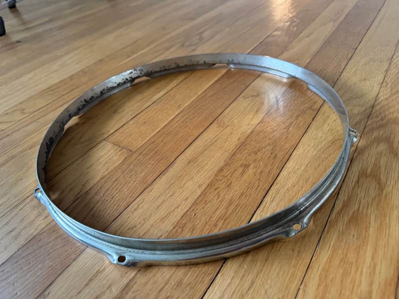 WFL Zephyr Lug Era 14 Inch Nickel Plated Snare Drum Batter Hoop Rim 8 Lug image 1