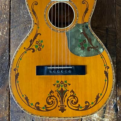 1930s Regal Decalcomania Pearloid Parlor Guitar - Beauty! image 2