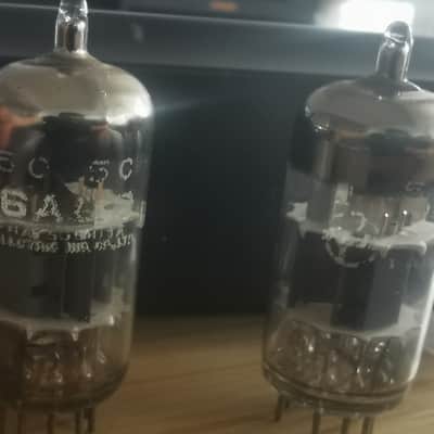 Pair of RCA 6AQ8 ECC85 tube - Gray Plates, Top O Getter image 3