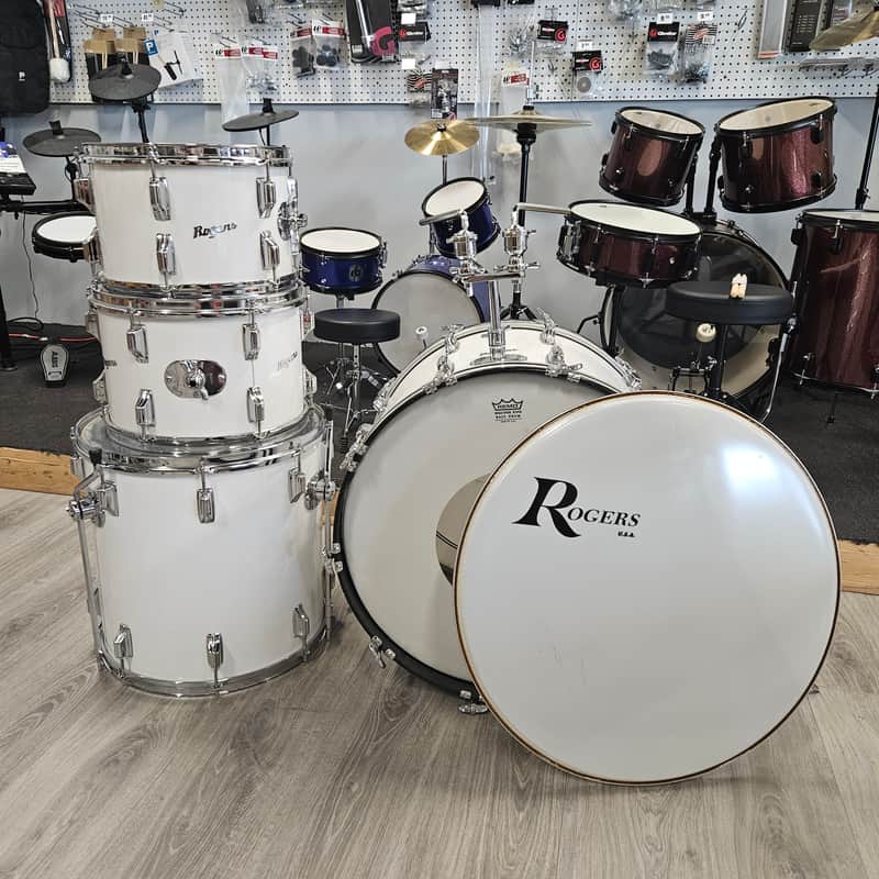 Rogers '70s 4 Pieces Drum Shell Kit, No Snare - White, Used image 1