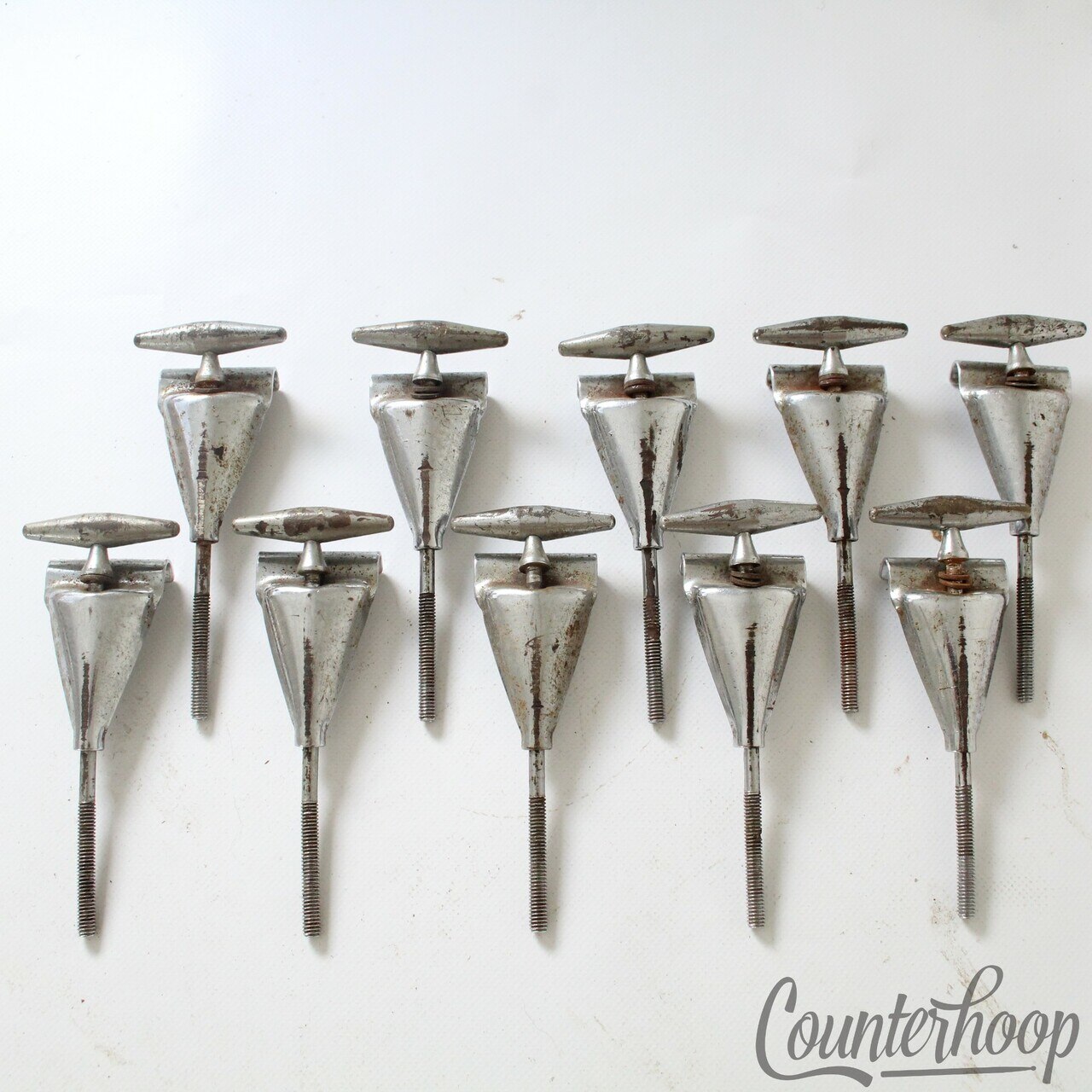 Slingerland 10x Sound King 60s Bass Drum Tension T-Rods+Claws Chrome Vintage USA — main photograph