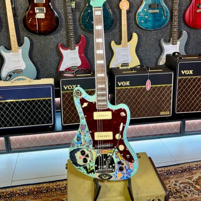 Vintage Guitars V65 30 Anniversary Custom Art Paint “ Surf & Calaveritas” 1 of 1 LTD 2026 - Sea Foam Green image 6
