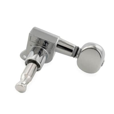 R15J Left-Handed 6-in-line 15:1 Ratio Full Sealed Machine Heads Tuners Tuning Pegs Keys with Vintage Oval Button for Strat Tele Style Electric Guitar, Chrome image 6