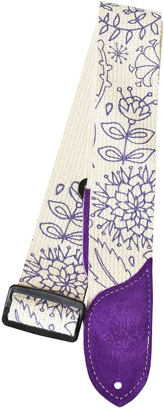 DAISY ROCK DRS08 purple floral pattern cotton guitar strap NEW image 1