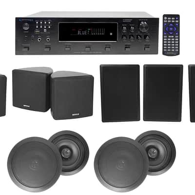 H12X500UBT 6-Zone Home Theater Receiver+Cube+Wall+Black Ceiling Speakers image 1