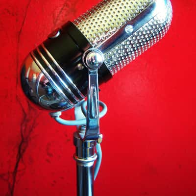 Vintage 1960's Olson M-102 dual crystal pill microphone w cable & Atlas stand RCA Calrad Monarch Lafayette Alrad image 5