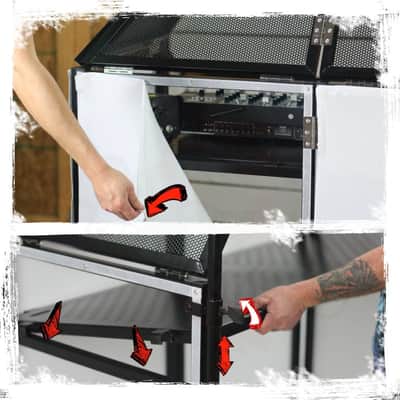 FAT TOAD DJ Booth with 8FT Lighting Truss Stand Package (QuickFOLD Series) – Foldable Panel Tabletop Platform Facade Scrim Cover – Video Light Projector Display Workstation For Sound System Event image 13