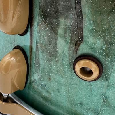 Maple wood stave MadCatdrums snare SM-008 2023 - Polished epoxy blue sky image 3