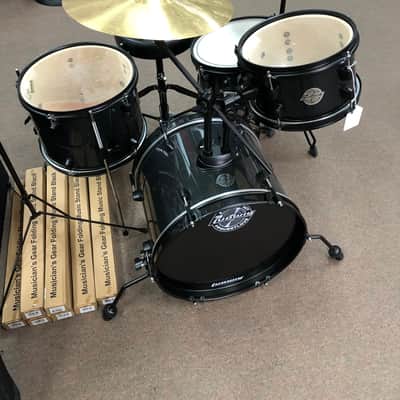 Ludwig LC178X016 Pocket Kit Drum Set with Cymbals and Throne - Black Sparkle image 1