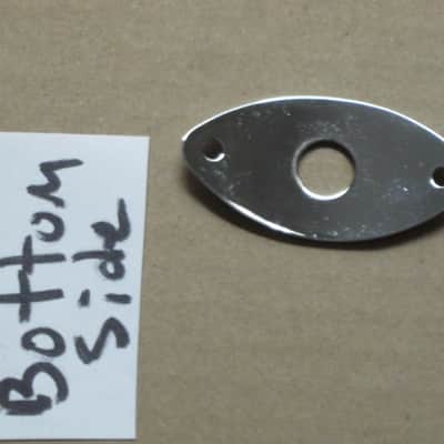 used (lightly relic'd) Gotoh JCB-2 Oval-shaped 2 screws Chrome metal  jack plate - also called JCB-2 Football Shaped 2 screw Chrom jack plate) Chrome plated brass (screws included) from 2010s image 11