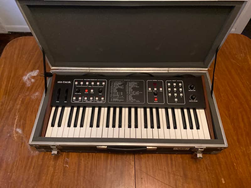 Sequential Six-Trak 49-Key 6-Voice Polyphonic Synthesizer 1984 - 1985 - Black with Wood Sides (Serviced) With Hard Case image 1