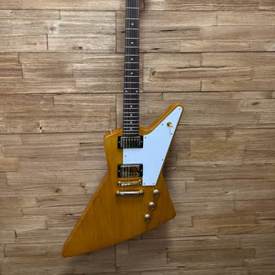Epiphone 1958 Korina Explorer Guitar-"Inspired by Gibson Custom" Aged Natural -White Pickguard- w/Hard case. New! image 3