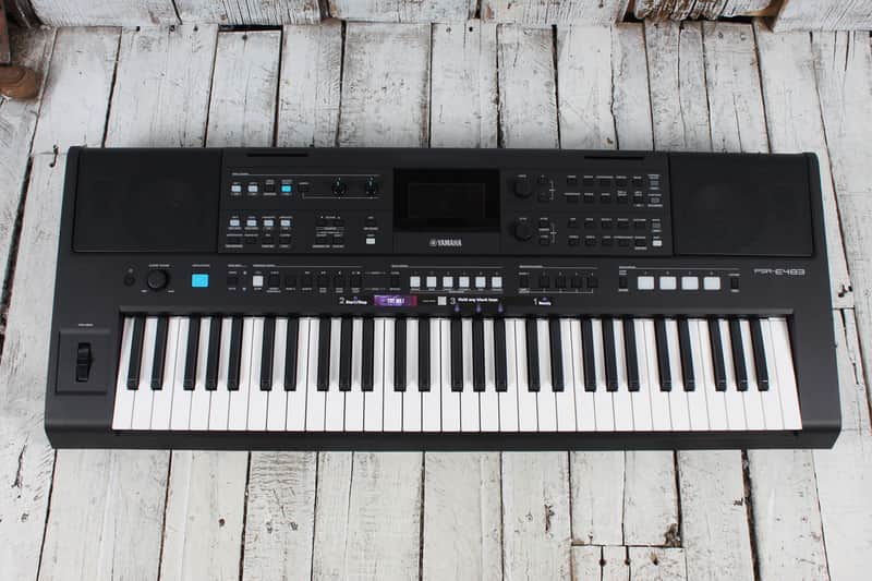 Yamaha PSR-E483 61 Key Portable Keyboard with Power Supply and Music Rest image 1