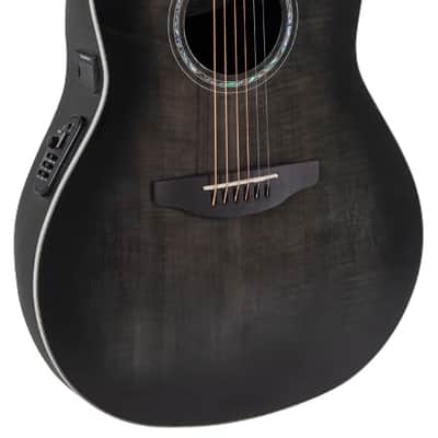 Ovation CS24P Celebrity Series Traditional Plus Mid-Depth Acoustic-Electric Guitar Transparent Blackburst Flame image 2