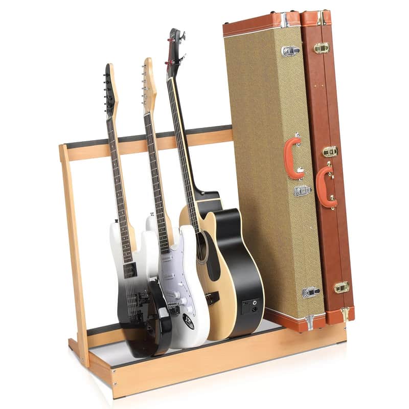 Hardwood Folding Guitar Case Stand | Multi-Guitar Rack for Acoustic, Electric, and Bass Hard Cases – Space-Saving for Home and Studio image 1