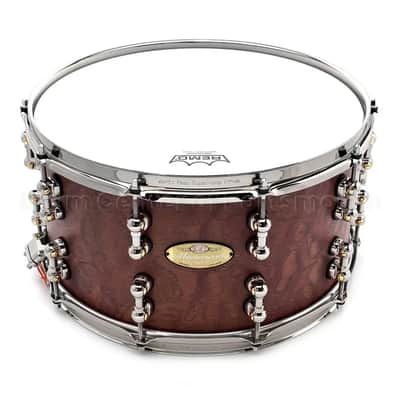 Pearl Masterworks Mahogany/Gum Snare Drum 15x8 Matte Burl Mahogany w/Nickel Hw image 1