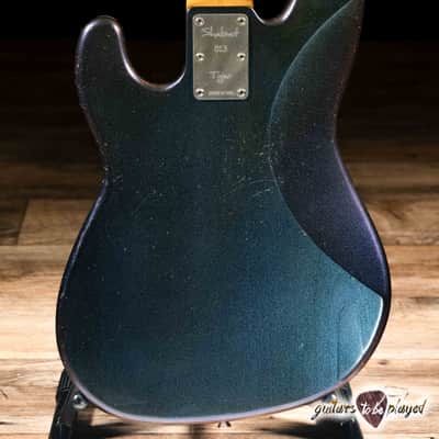 Shabat Tiger 5 String J-Bass w/ Ebony Fretboard – Cosmic Blue Colorshift image 8