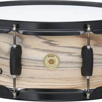 Tama Woodworks Poplar Snare Drum, 14" x 5.5", Natural Zebrawood Wrap image 1