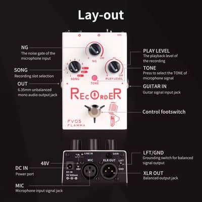 FLAMMA FV05 Recorder Vocal Effects Processor with 70 Minutes Recording Capacity Noise Gate & Reverb Effects for Vocal Guitar Reverb Looper Stompbox for Singer Songwriting Record Creative Inspiration image 8