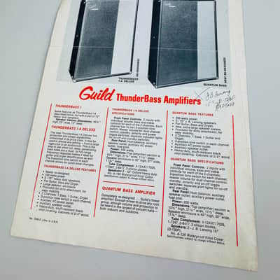 Guild Amplifier Catalog Supplement – ThunderBass & SuperBird Line 1968 image 2