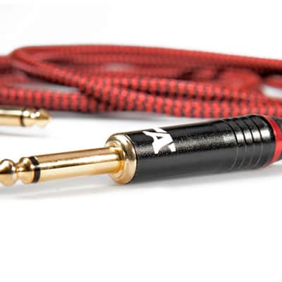 AMBOZ CABLES  Red Dragon Guitar Cable Sturdy Instrument Cable For Electric and Bass Guitar, 10 Feet Straight-Stra image 2
