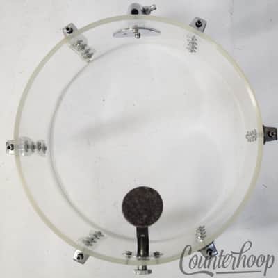 *Ludwig 13x9" Vistalite Clear Tom Drum Vintage 70s Blue/Olive Badge Double-Sided image 8