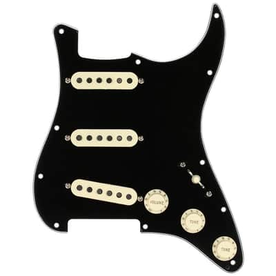 Fender Pre-Wired Strat® Pickguard, Tex-Mex SSS, Black - 0992343506 Bundle w/ 12-Pack Guitar Pick and Liquid Audio Polishing Cloth image 4