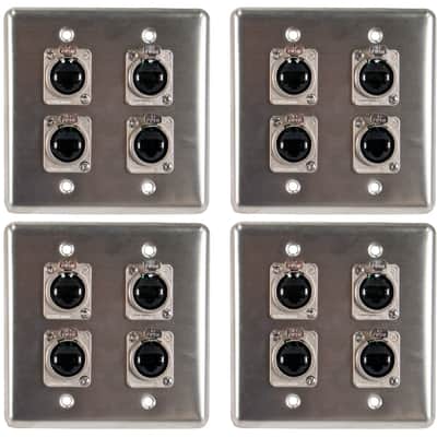 4 OSP Q-4-4E Quad Wall Plate w/ 4 Tactical Ethernet RJ45 Pass-through Connectors image 1