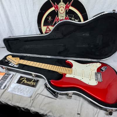 Fender American Deluxe Stratocaster Guitar with Case 2002 - Chrome Red / Maple neck image 1