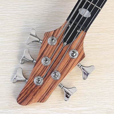 Zebra Wood Top Left Hand 5 String Bass, Maple Neck Through, Rosewood Fingerboard image 8