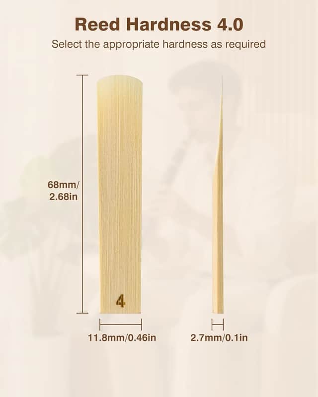 10pcs Bb Clarinet Reeds Strength 4.0 Individually Packed with Reed Case, Thinner Reed Tip Advanced Cutting Technology for Clarinet Beginner and Player image 1