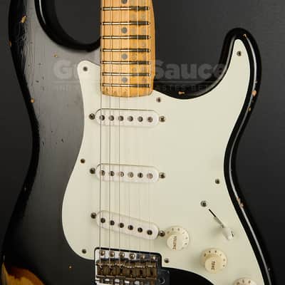 Fender Custom Shop 55 Stratocaster Heavy Relic Aged 2017 - Black Over Chocolate Two Tone Sunburst (COD 2136UG) image 6