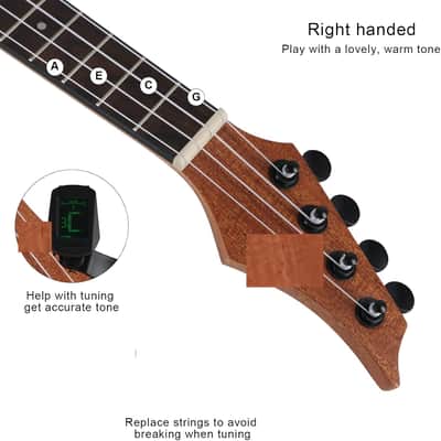 Ukulele Concert Ukelele Professional 23 Inch Uku Sapele Ukulele for Kids Adult Beginner Hawaiian Uke Comes with Starter Ukele Kit Include Gig Bag Tuner Strap Ukelel String Picks Clean Cloth image 3