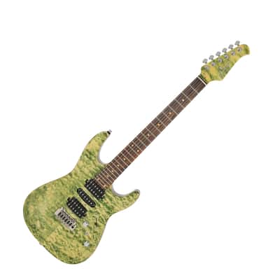 Swing Modern K Emerald Green Quilted Maple Top Mahogany Matching Headstock Strat image 1