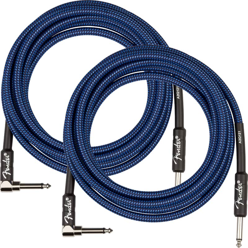 Fender 10' Professional Instrument Cable, Angled, Blue Tweed - 2 Pack image 1