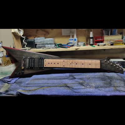 HandMade Lap Steel Guitar - Black / Brown Stain - Red Bevels - Satin Relic Finish - USA Made image 7