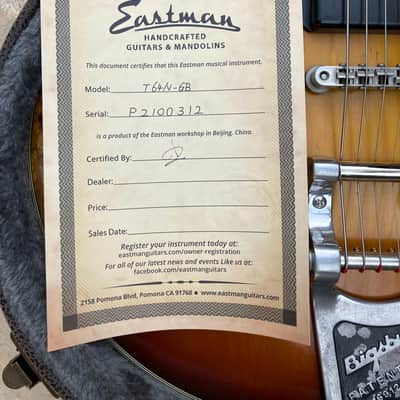 Eastman T64/v Thinline with Bigsby 2021 - Present - Gold Burst image 8