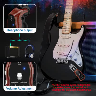LEKATO Guitar Headphone Amp,Micro Electric Guitar Headphone Amp for Electric Guitar&Bass Rechargeable Bass Headphone Amplifier for Practice with 5 Effects(Clean Chorus Overdrive Distortion and Wah) image 5
