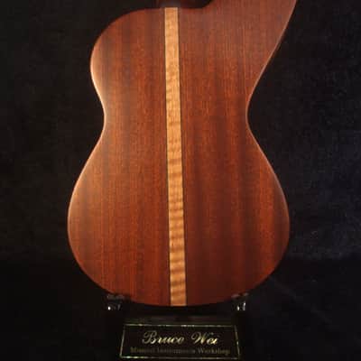 Handcrafted 5 String Harp Style Concert Ukulele, Solid Spruce, Mahogany, MOP Vine Inlay, Bruce Wei HU15-2002 image 8