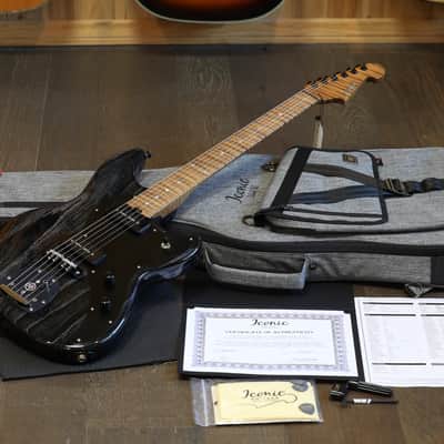 Minty! 2025 Iconic Carlsbad Swamp Ash w/ Roasted Maple Neck Electric Guitar Black Silver Doghair + COA OGB