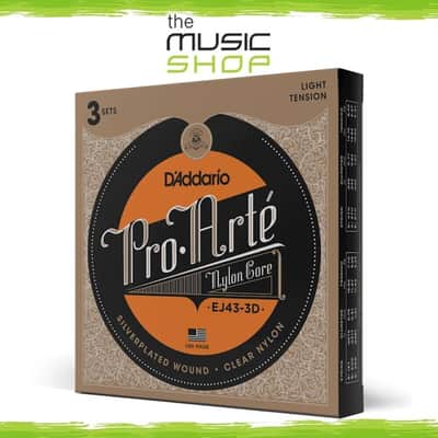 3 Pack, D'Addario Pro-Arte EJ43-3D Light Tension Nylon Classical Guitar Strings image 1