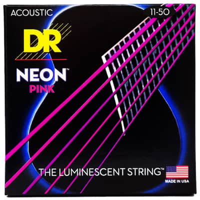 Hi Def Neon Pink 6 Cordes Custom Light 11-50 DR Strings image 2