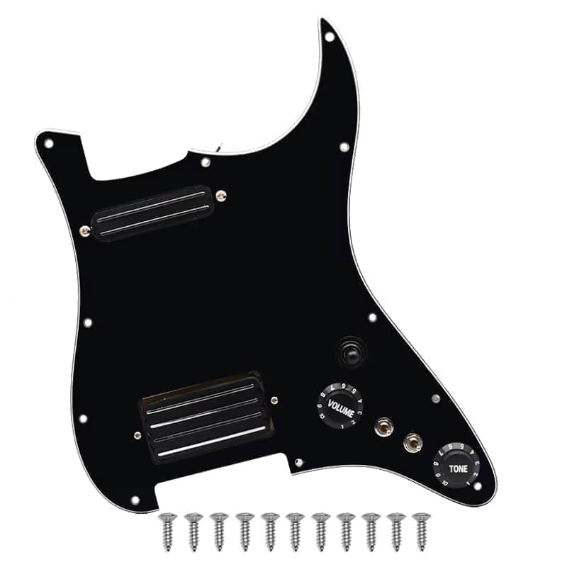 Black HS Guitar Strat Style Loaded Prewired Pickguard image 1