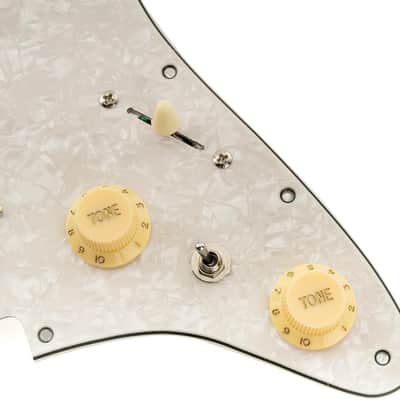 Pro-SE ST-HH-OMHA Pre-wired Pickguard with Alnico 5 Humbuckers Mini Toggle Switch for Strat Style Electric Guitar, 4Ply Aged White Pearl image 2