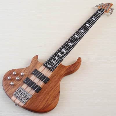 Custom Left Handed 6 String Electric Bass, Zebra Wood Top Body, Maple Neck Through, 24 Frets Fingerboard image 8